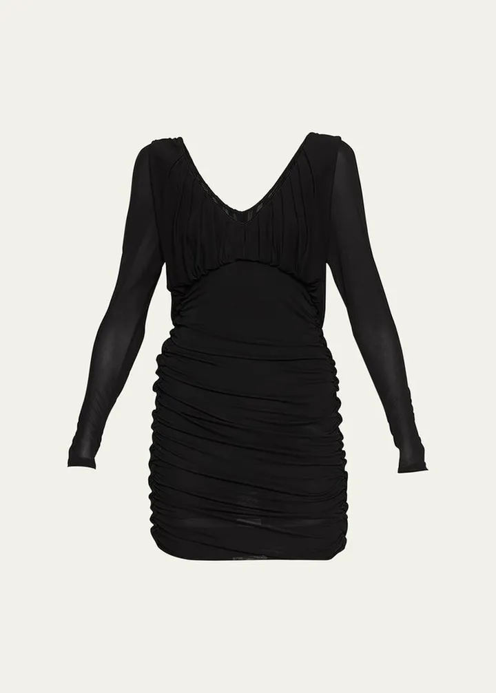 Long Sleeve Ruched Mini Dress