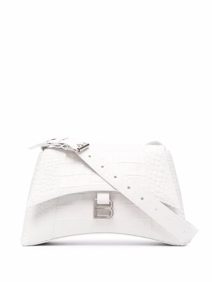 small Hourglass crocodile-effect shoulder bag