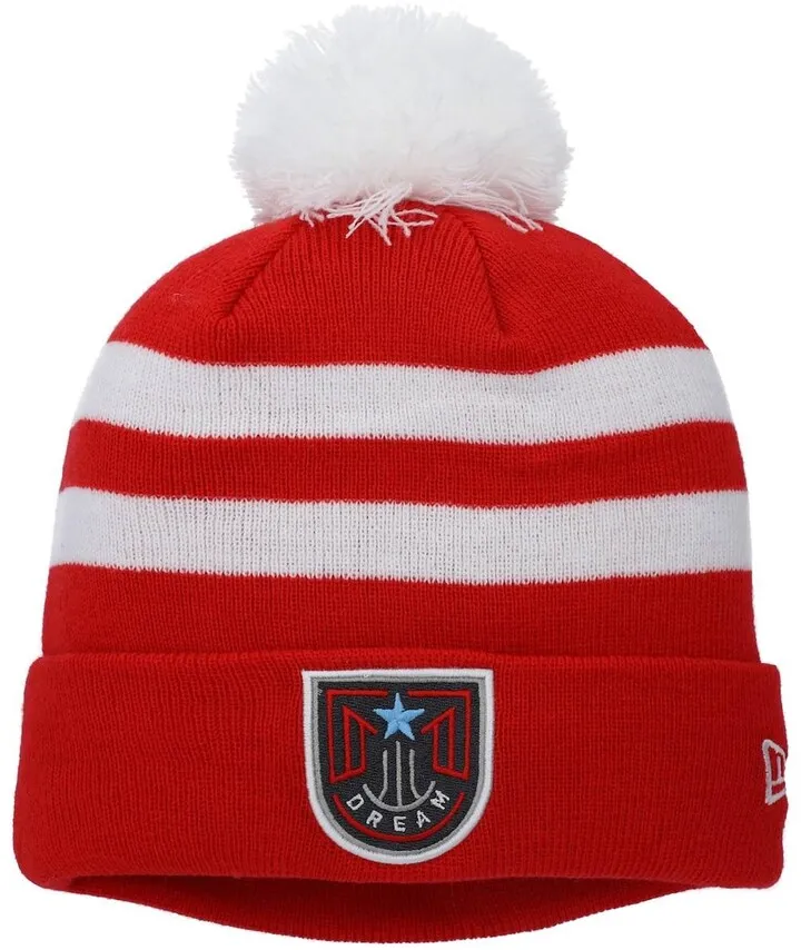 Men's New Era Red Atlanta Dream Wnba Cuffed Knit Hat with Pom