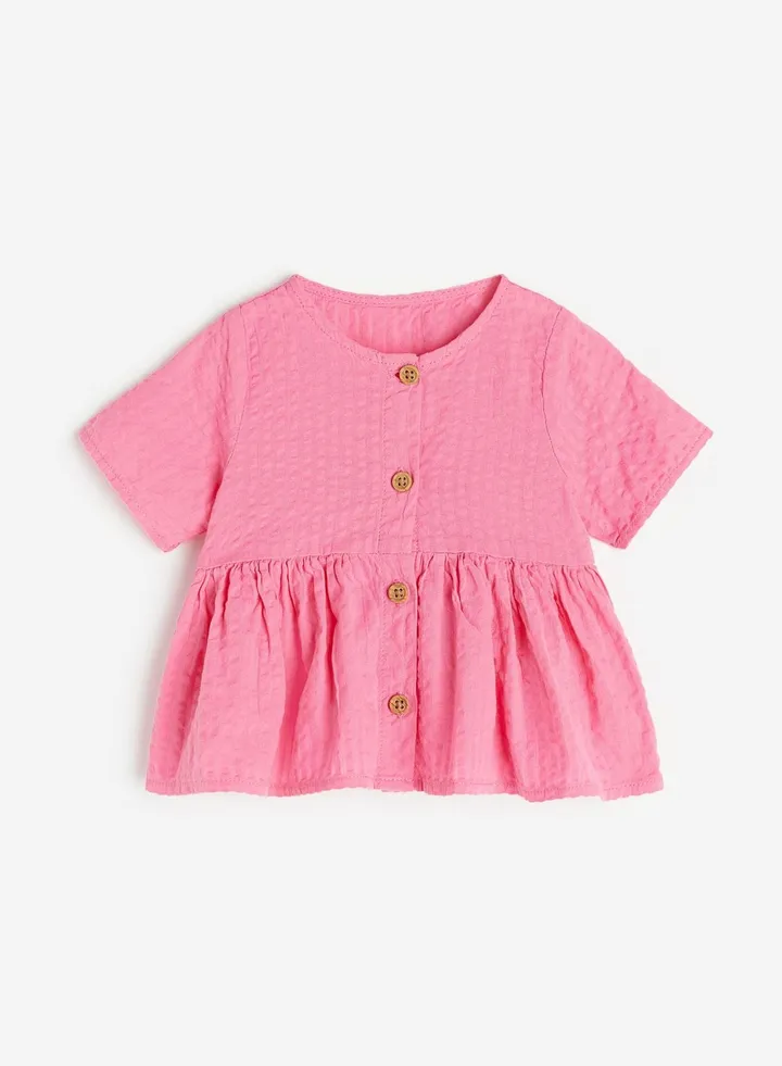 Kids Seersucker Peplum Blouse