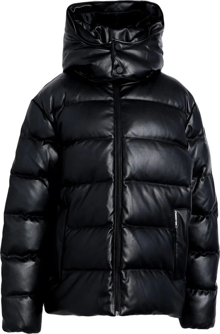 Unisex Faux Leather Down Jkt Down Jacket Black