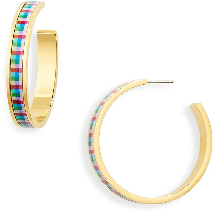 Gingham Hoop Earrings