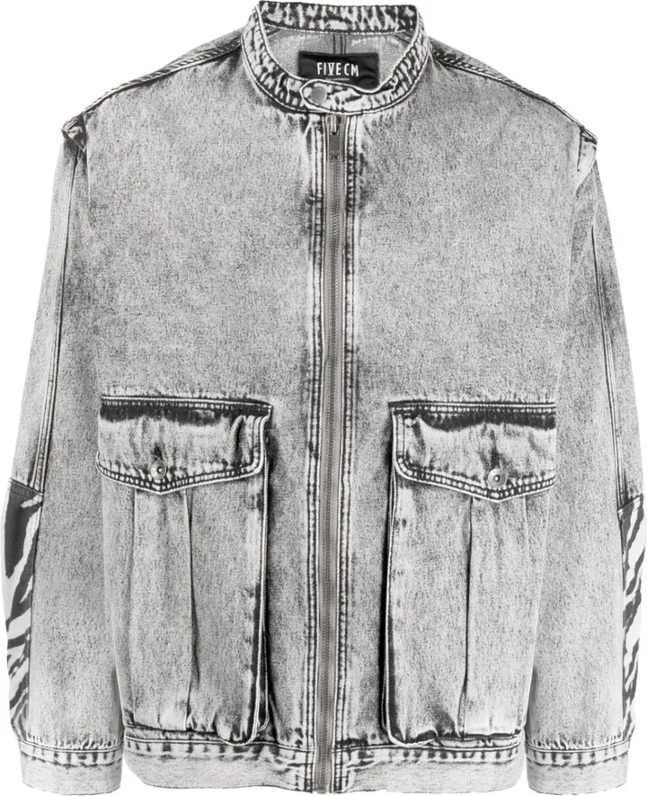Collarless Denim Jacket
