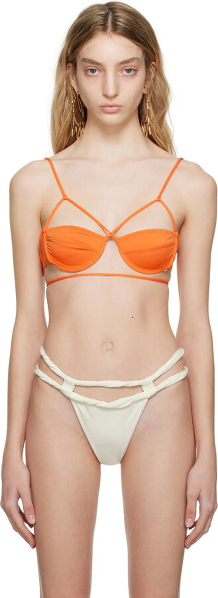Jacquemus Orange Le Raphia 'Le Haut De Maillot Signature' Bikini Top