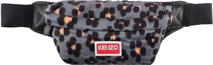 Kenzo Hana Leopard Logo Patch Zipped Belt Bag