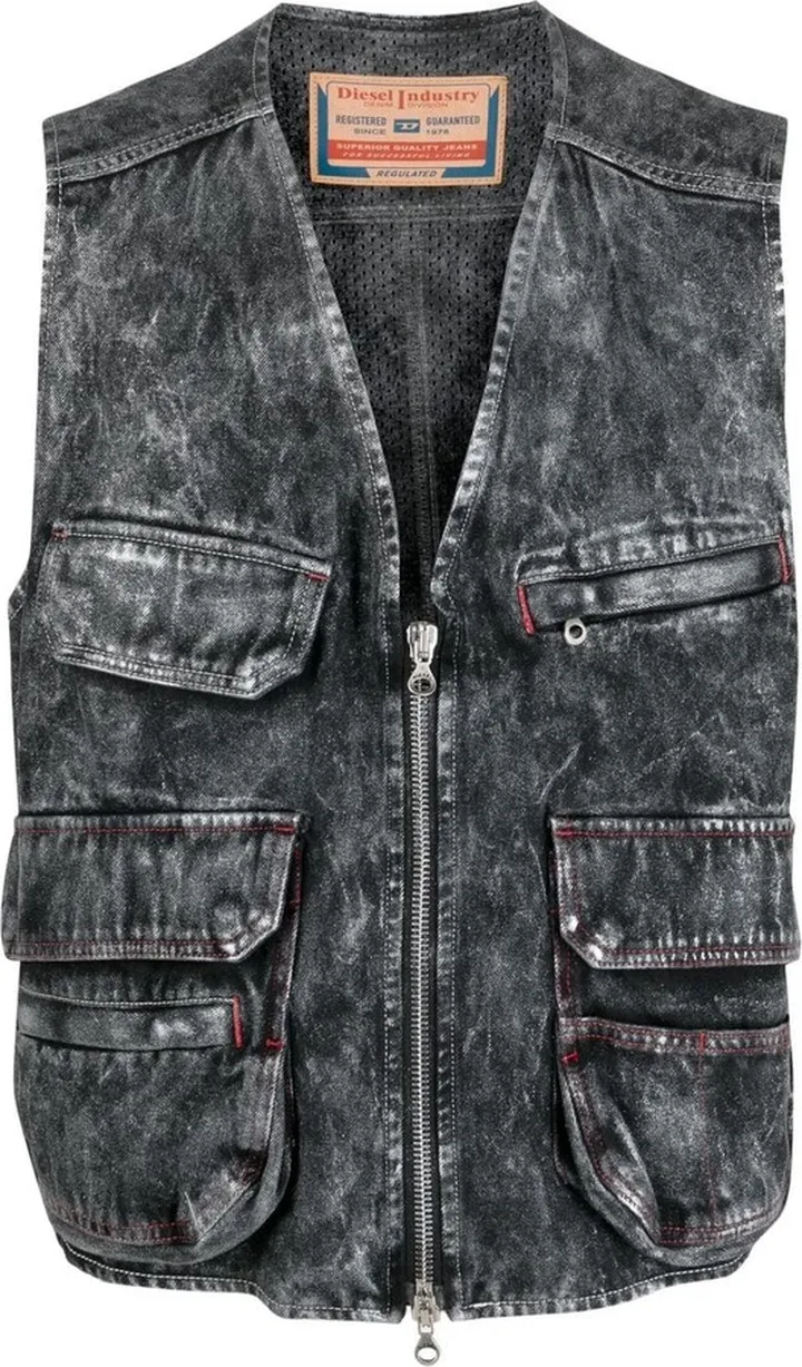 Flap-Pocket Denim Vest