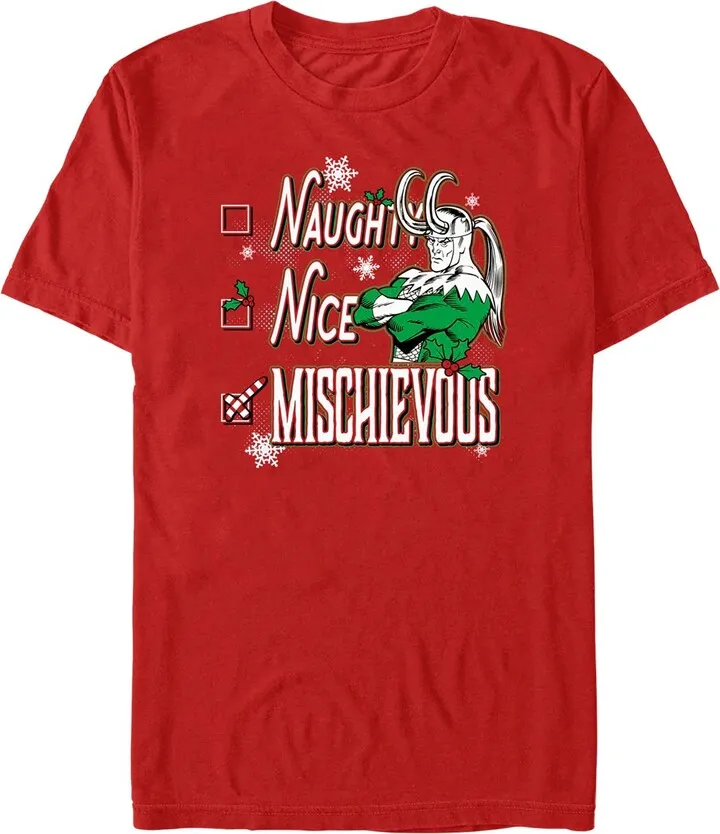 Fifth Sun Men's Marvel Comics Retro Naughty Nice Mischievous Short Sleeves T-shirt