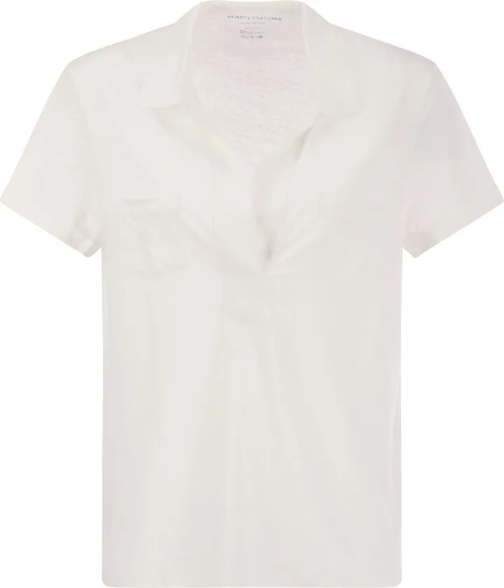 Short-sleeved Linen Polo Shirt