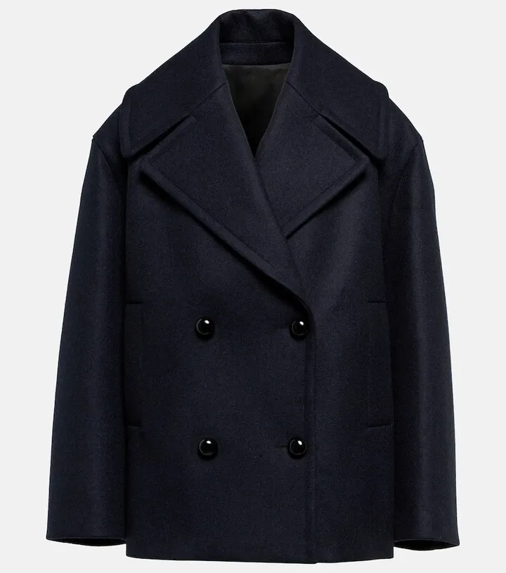 Double-breasted wool peacoat