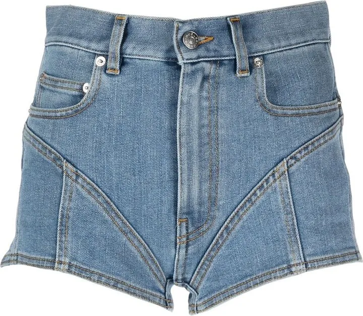 Contrast-Stitch Denim Shorts