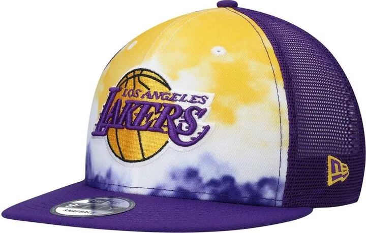 Men's New Era Purple Los Angeles Lakers Hazy Trucker 9FIFTY Snapback Hat