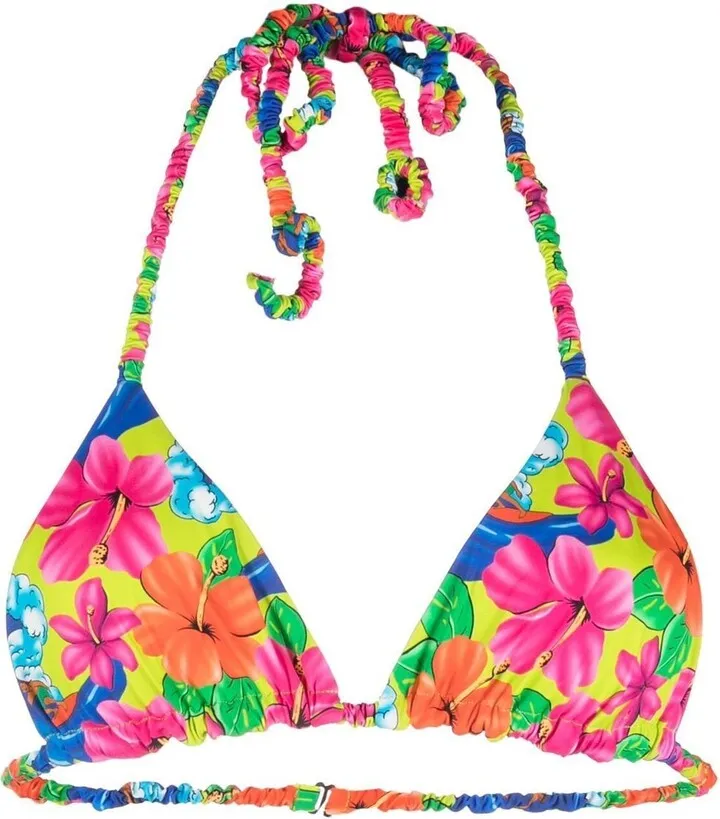 Neon Surfer-print bikini top