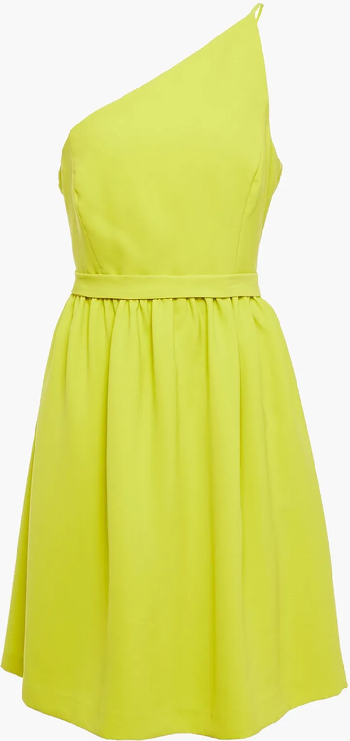Miley one-shoulder belted neon crepe dress