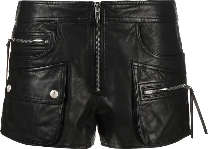 Zip-Up Leather Shorts