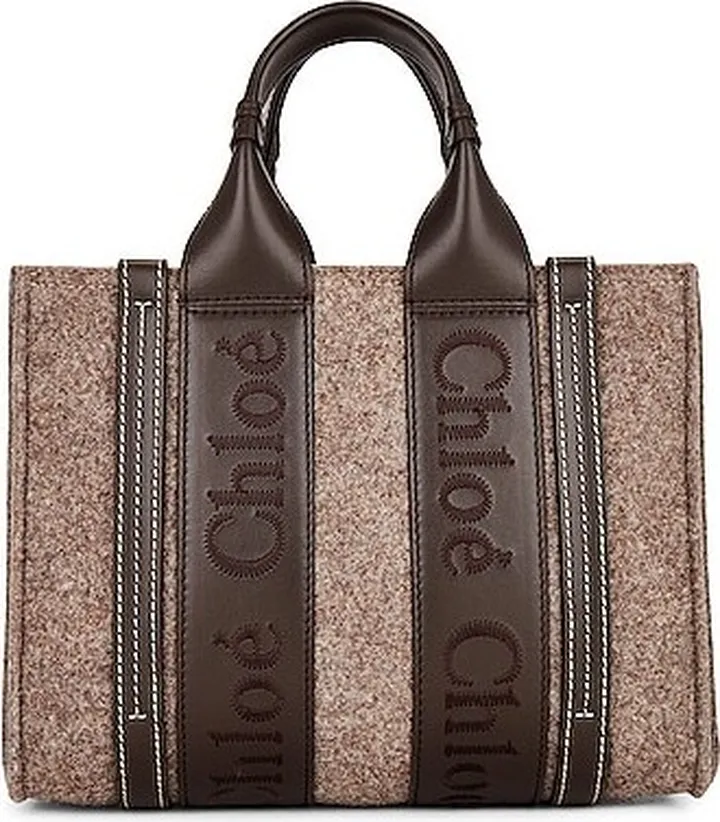Chloe Small Woody Felt Tote in Chocolate