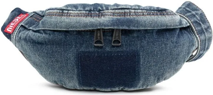 Zip-Up Denim Belt Bag