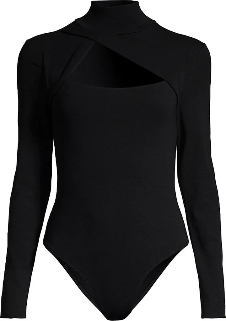 Long Sleeve Stretch-Knit Cutout Bodysuit