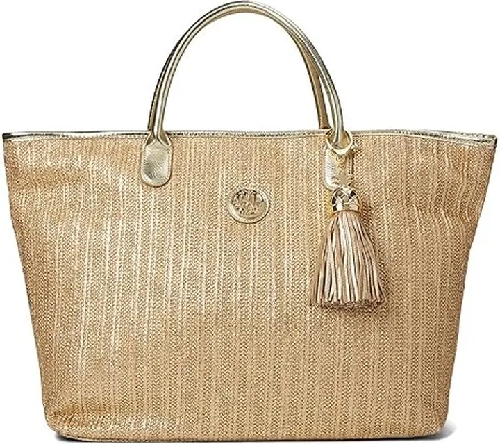 Lilly Pulitzer Bristole Straw Tote (Gold Metallic) Tote Handbags