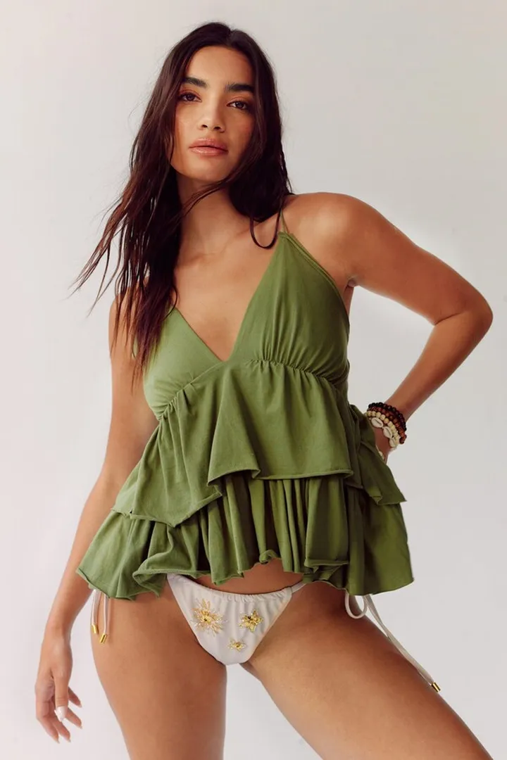 Nasty Gal Womens Frill Tie Back Cami