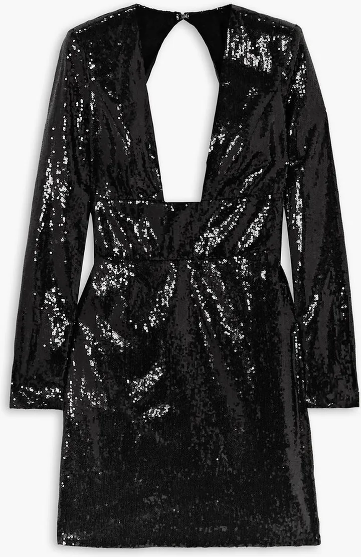 Open-back sequined chiffon mini dress