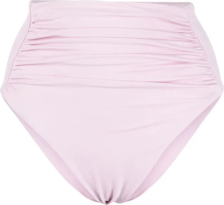 High-Waisted Gathered Bikini Bottoms