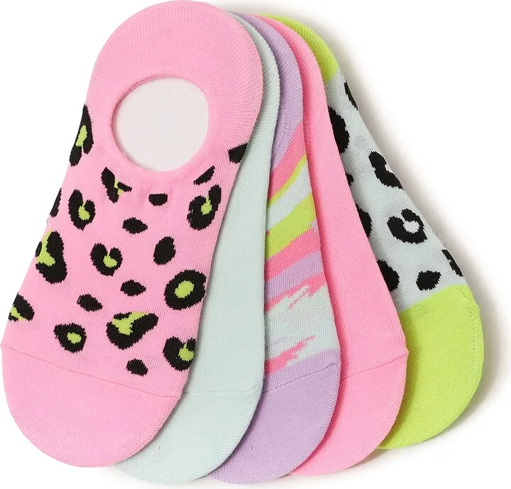Steve Madden Neon Leopard No Show Liners 5 Pack