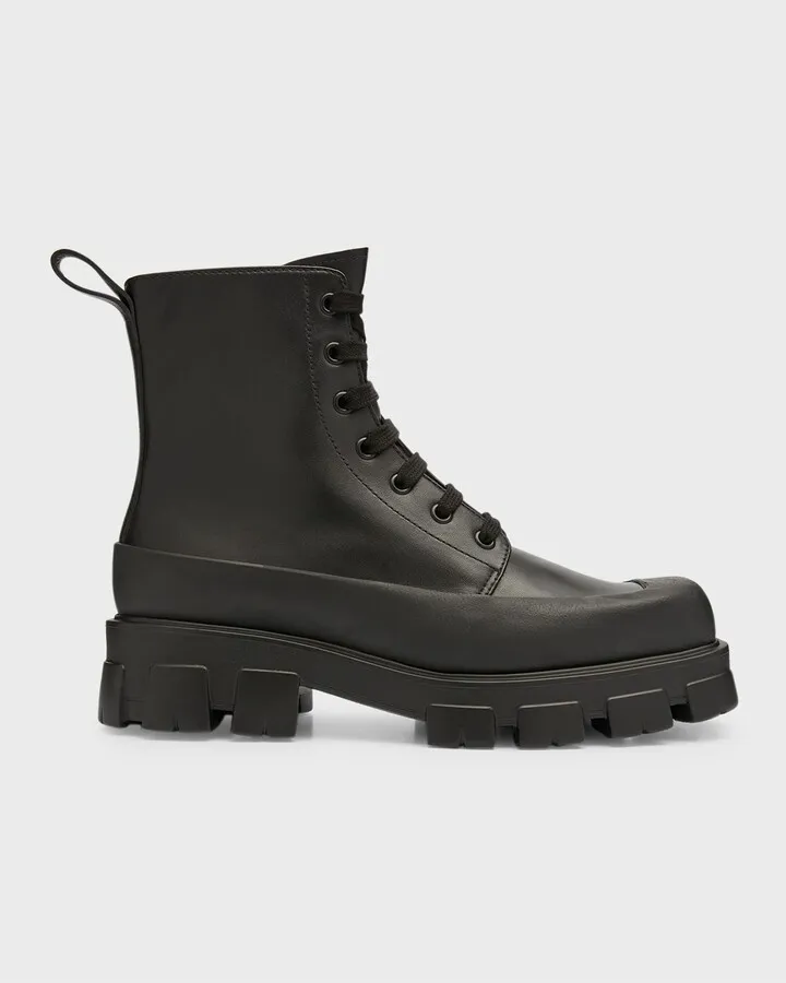 Men's Lug-Sole Leather Combat Boots