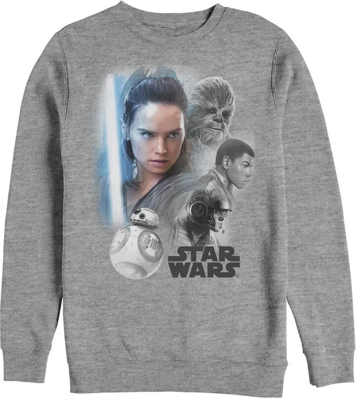 Men's Star Wars The Last Jedi Rey Rebel Collage Sweatshirt - Athletic Heather - Medium