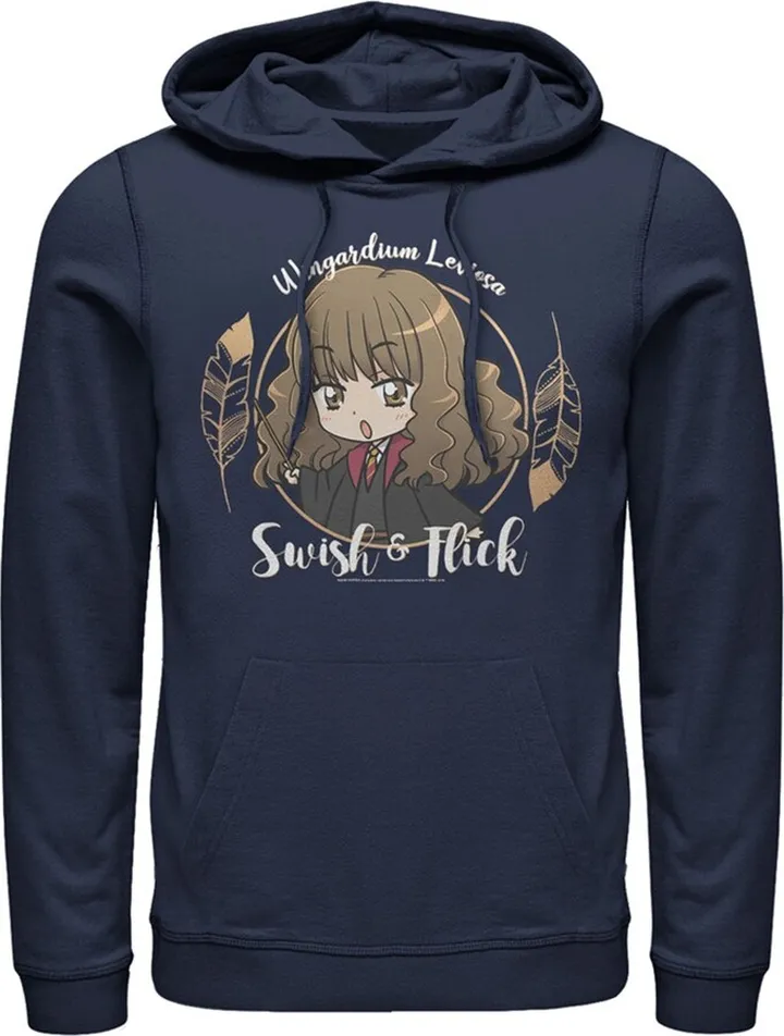 Men's Harry Potter Hermione Swish and Flick Pull Over Hoodie - Navy Blue - 3X Large