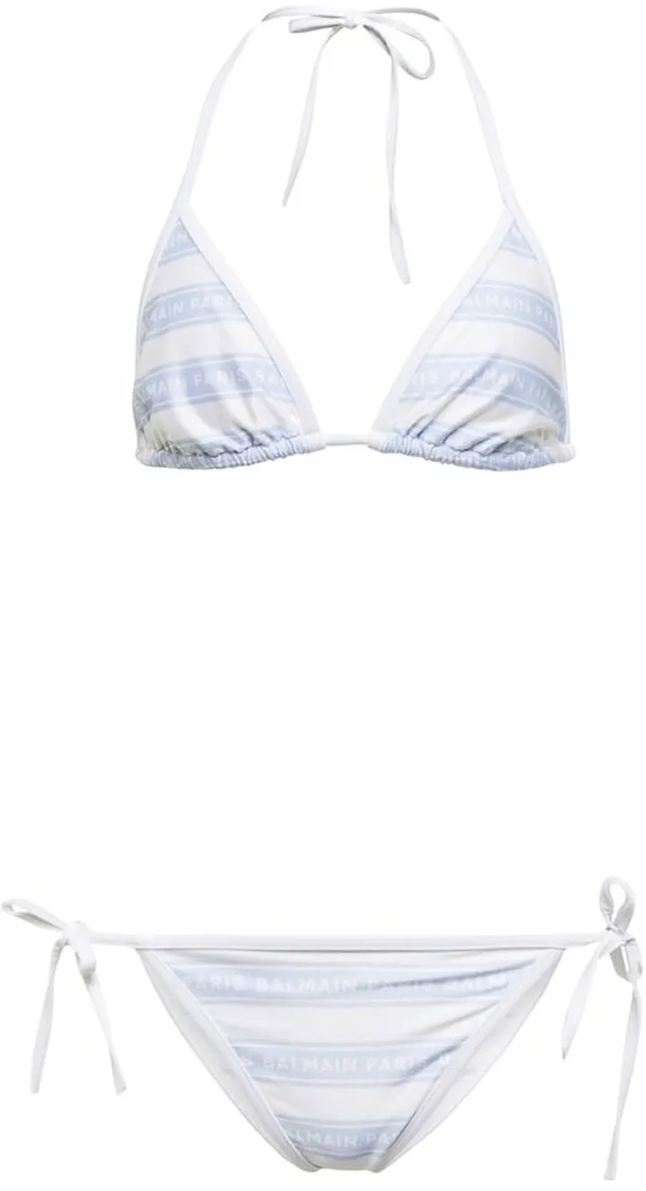 Logo striped triangle bikini