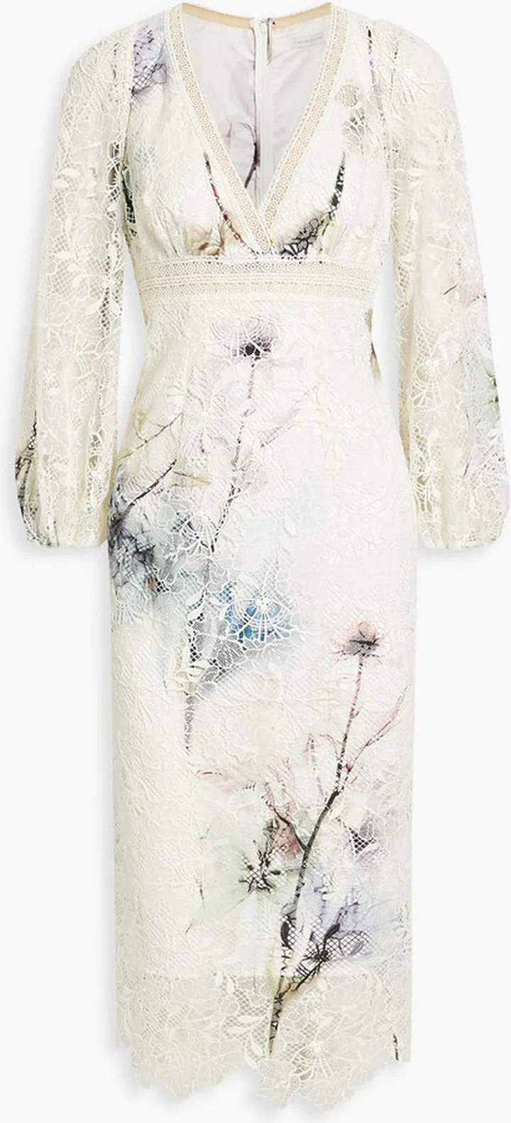 Printed guipure lace midi dress
