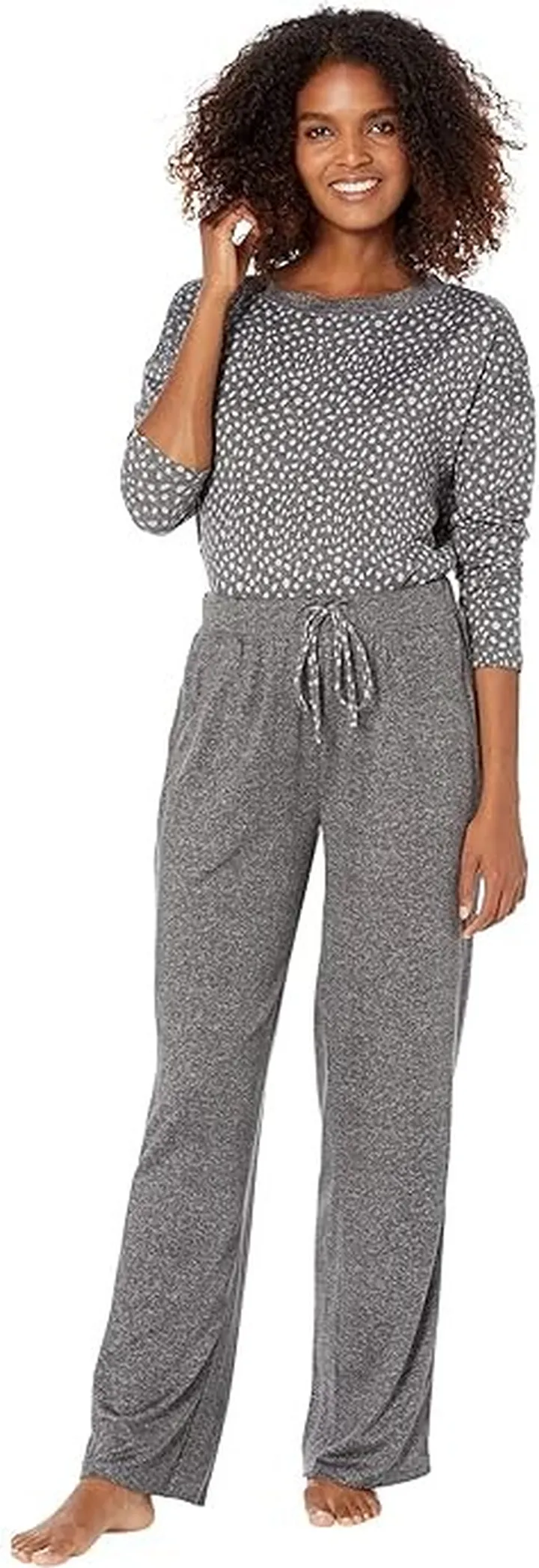 Karen Neuburger Cozy Lounge Set (Charcoal Painted Spot) Women's Pajama Sets