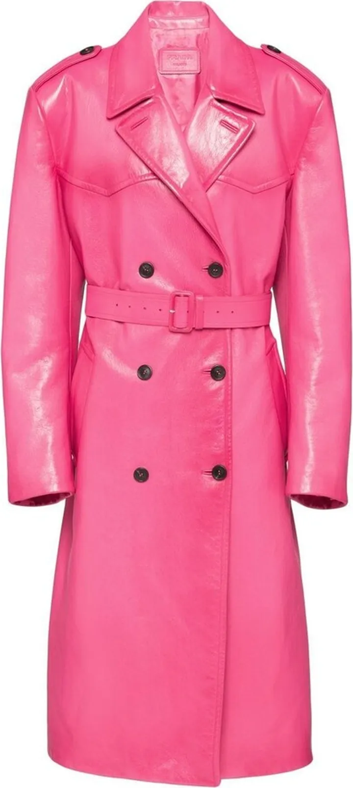 Leather Double-Breasted Trench-Coat