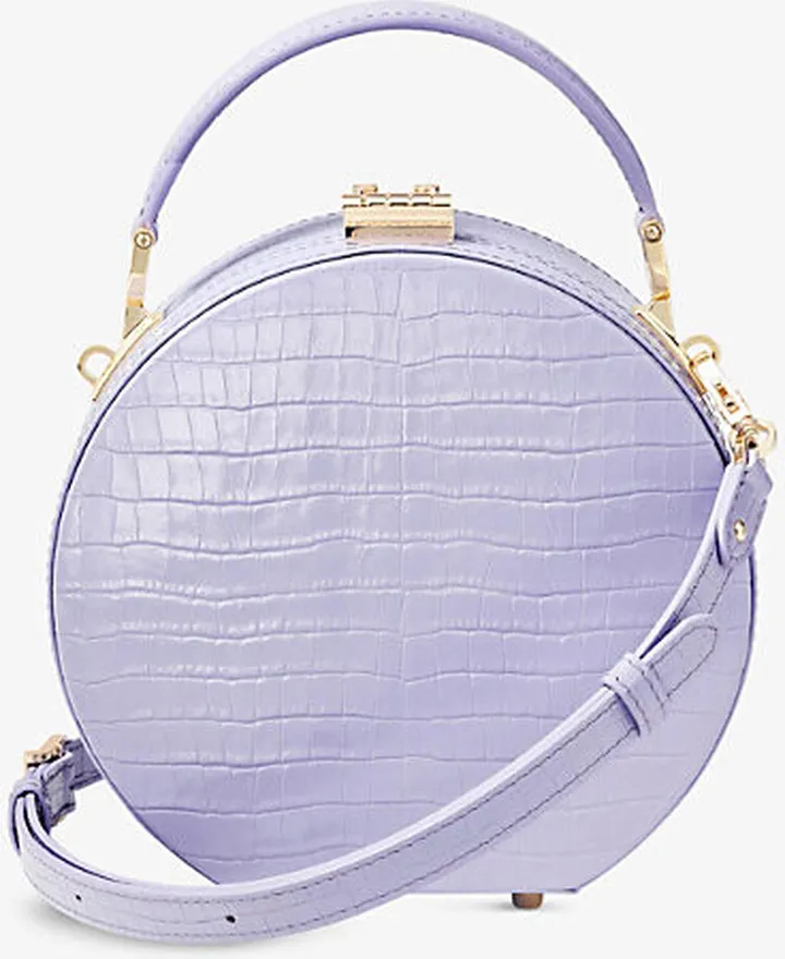 Womens Lavender Crocodile-embossed Leather hat box