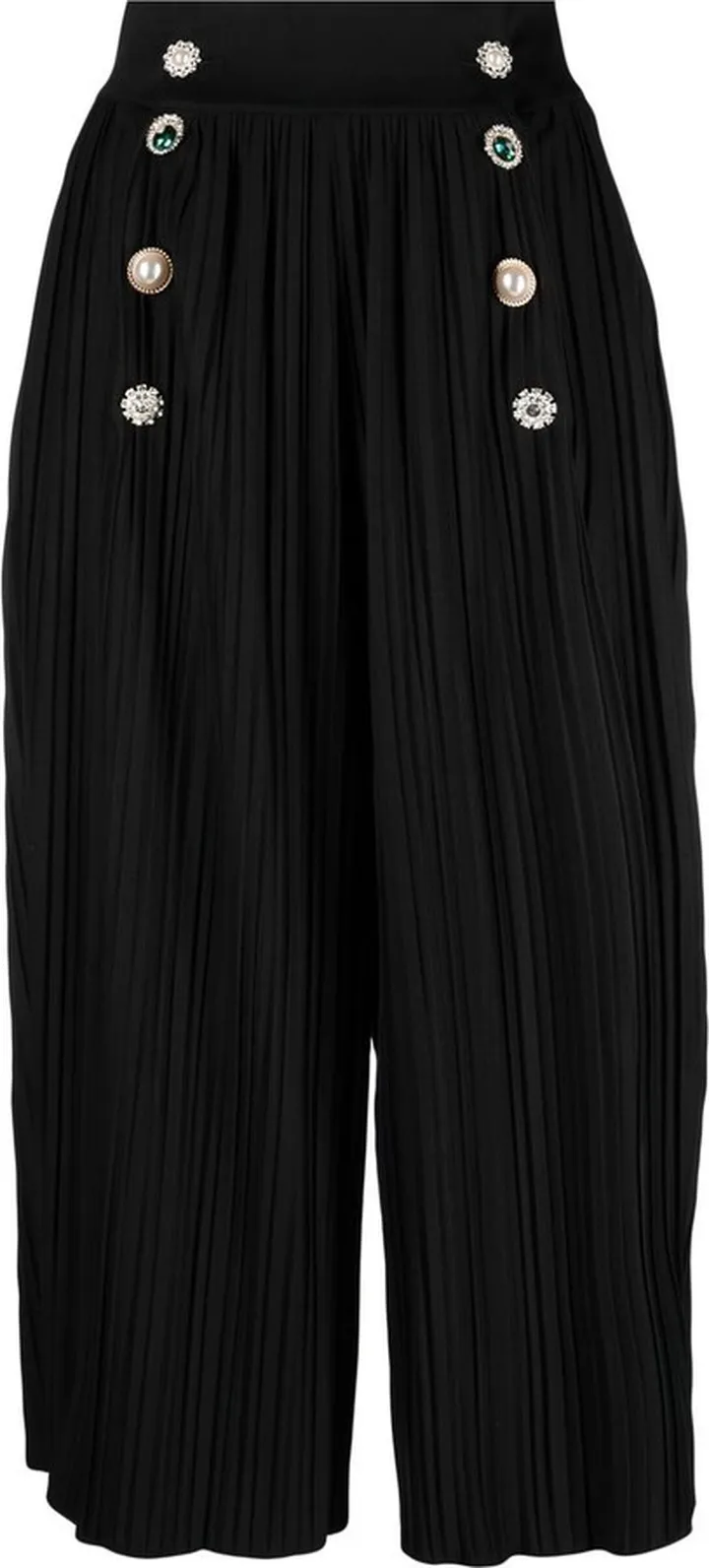 Pleated Double-Breasted Culottes