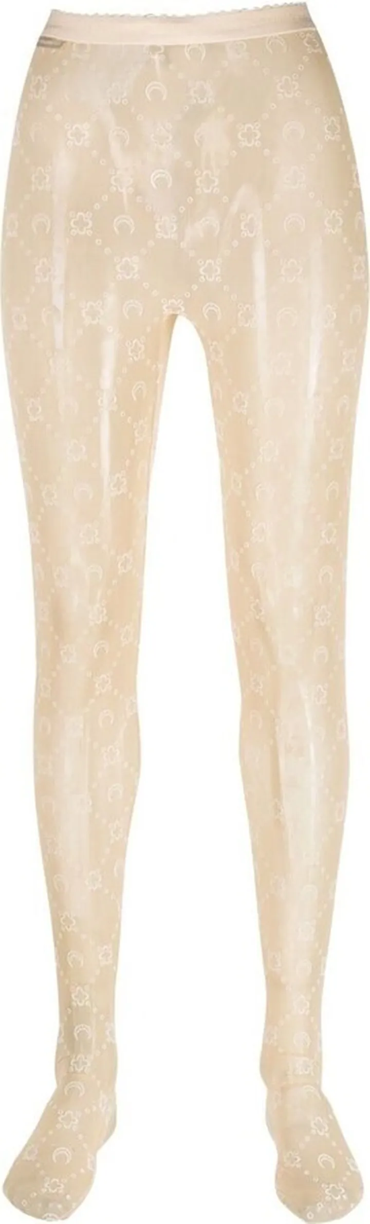 Beige Crescent Moon Semi Sheer Tights