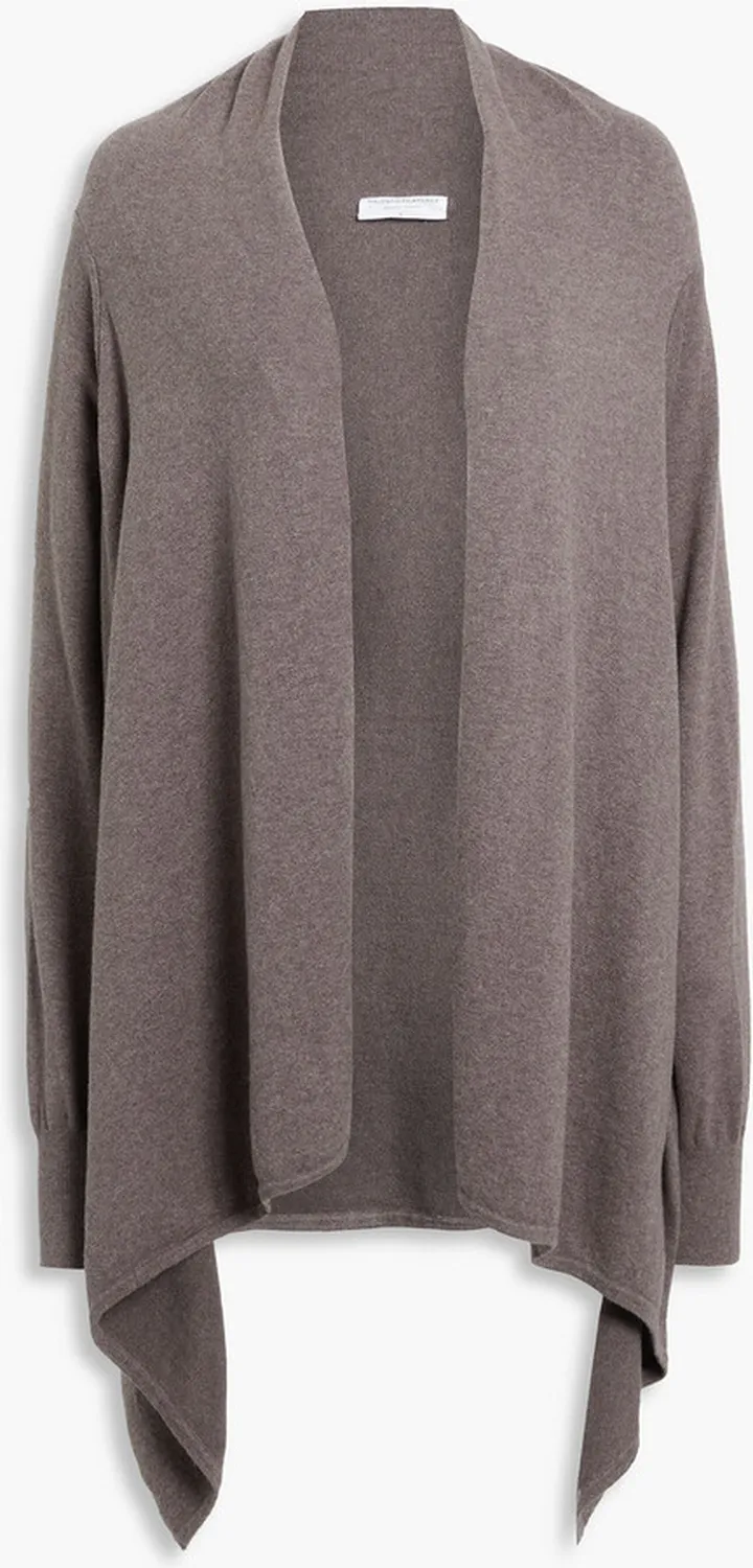 Draped mélange organic cotton-blend cardigan