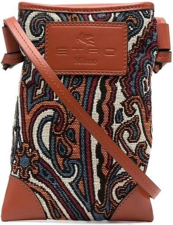 Paisley-Print Phone-Holder Crossbody Bag