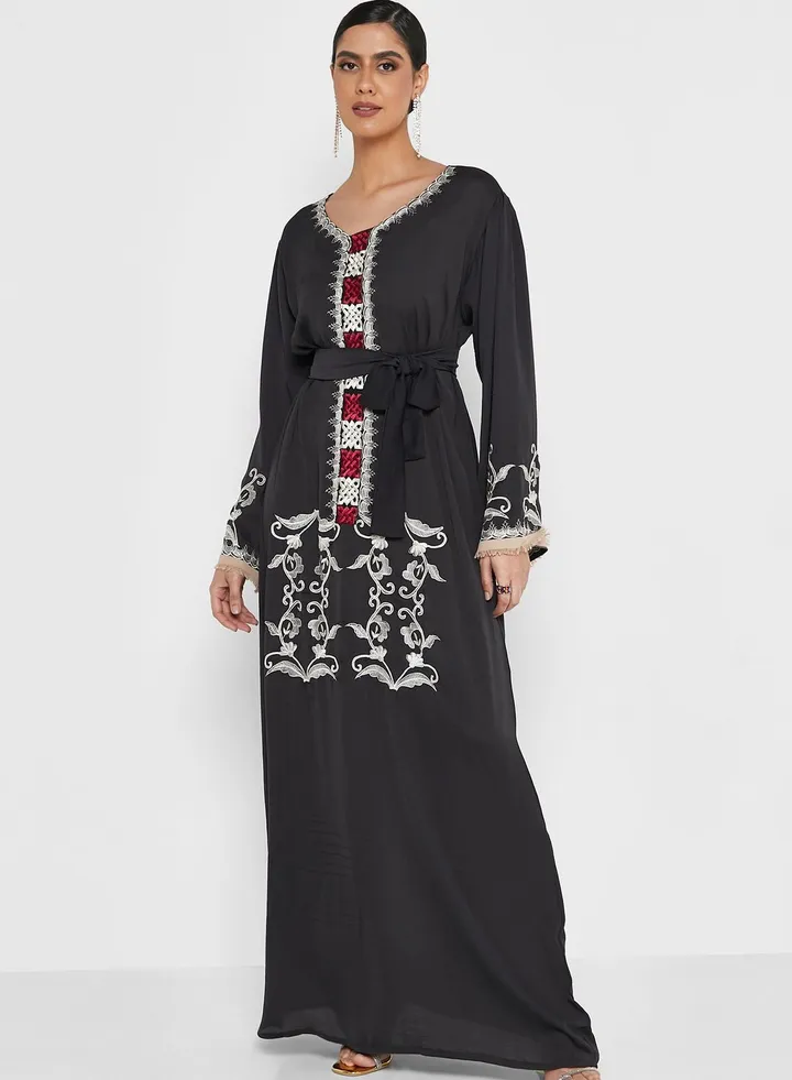 Embellished Belted Jalabiya