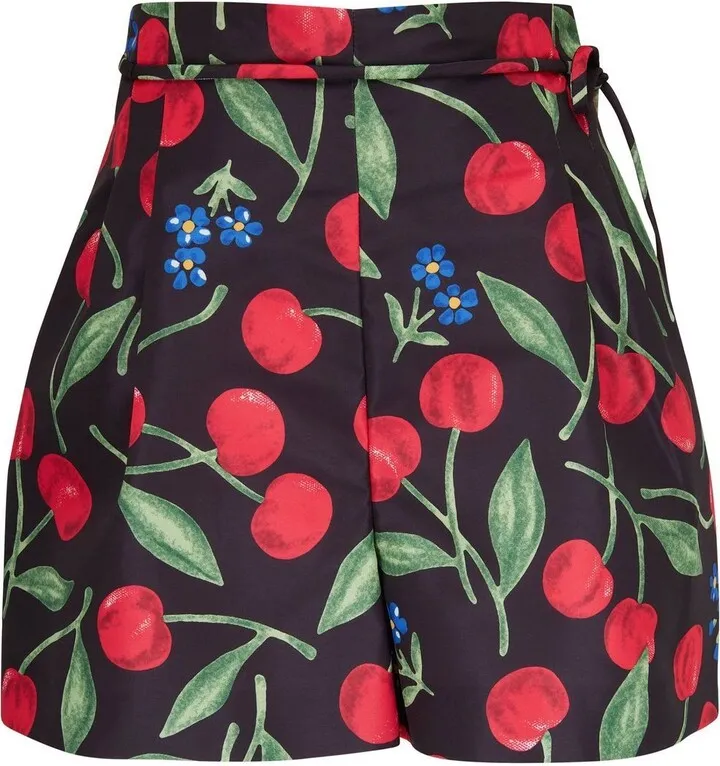 Cherry-Print Tie-Waist Shorts