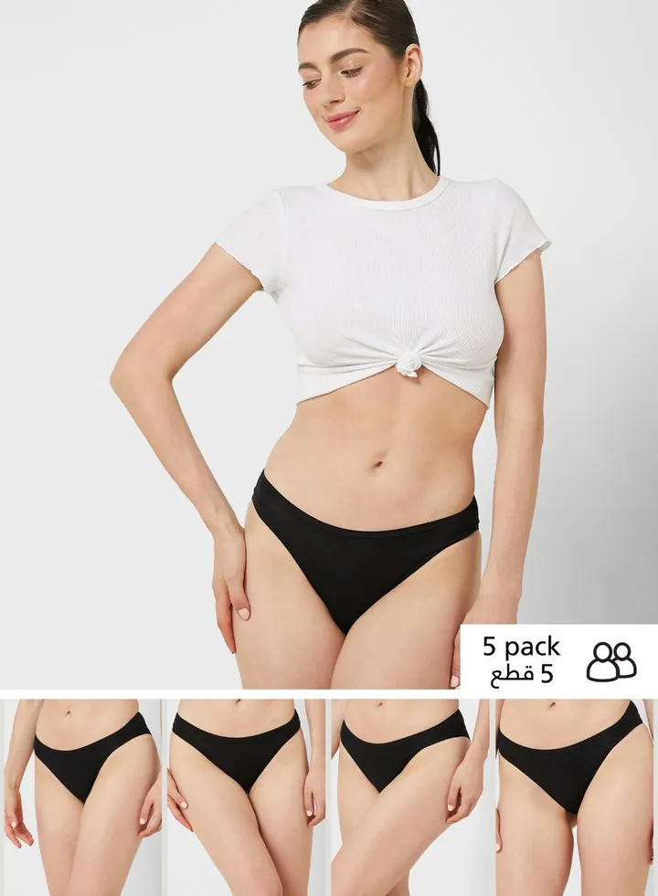5 Pack No Vpl Cotton Modal High Leg Knickers