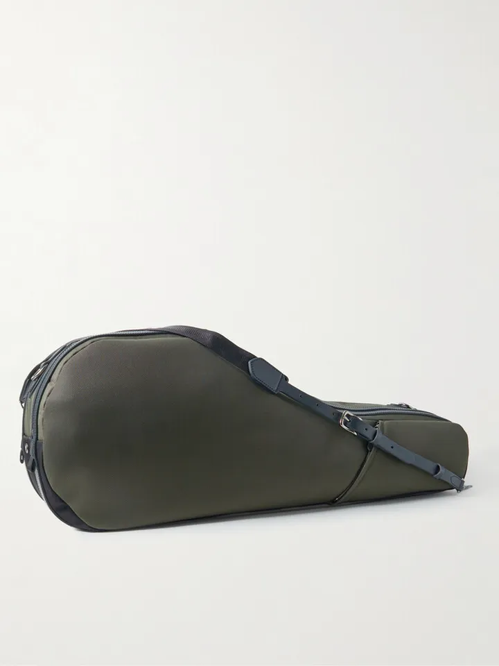 Leather-Trimmed Ballistic Nylon Tennis Bag
