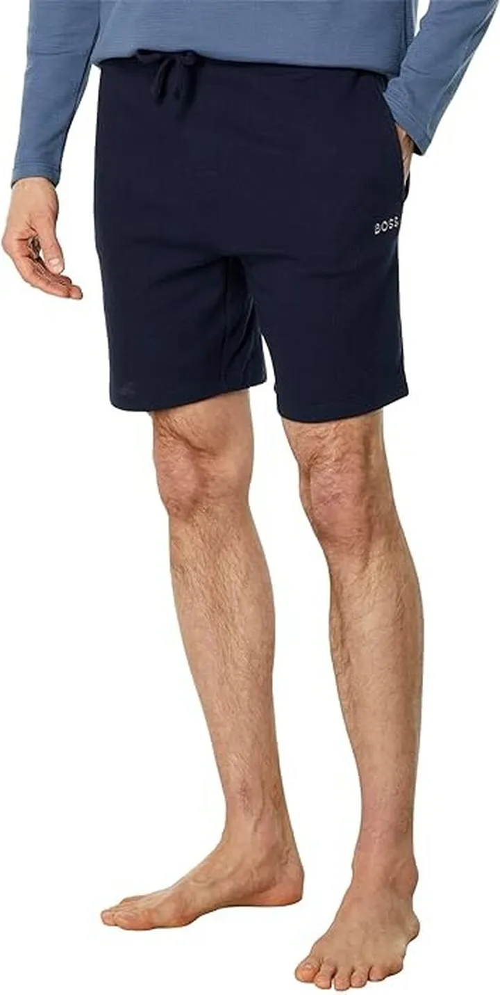 BOSS Waffle Contrast Logo Lounge Shorts (Deep Sea Blue) Men's Casual Pants