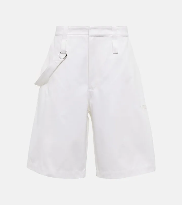 High-rise cotton Bermuda shorts