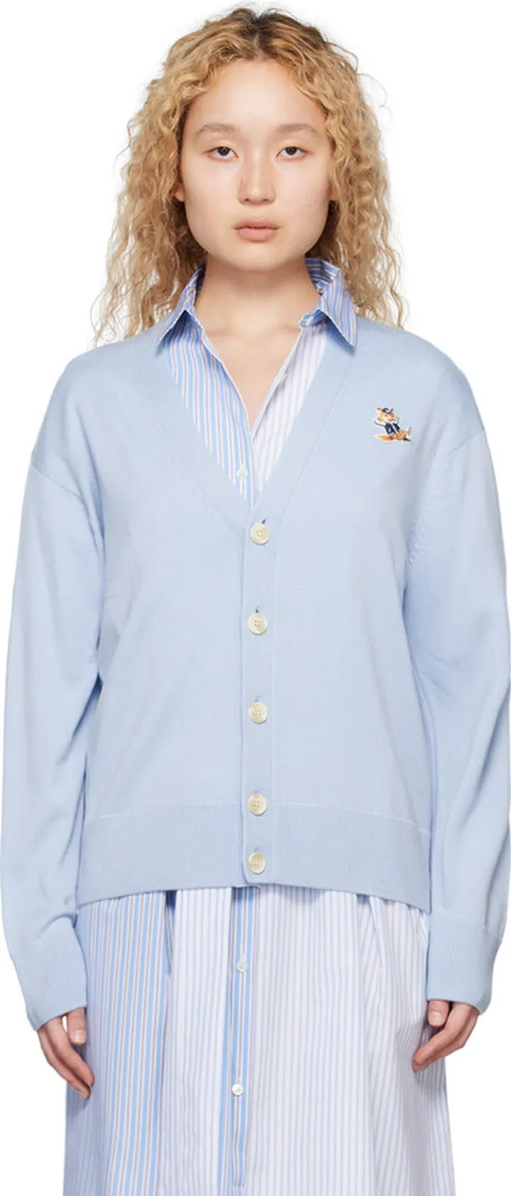 Maison Kitsuné Blue Dressed Fox Cardigan