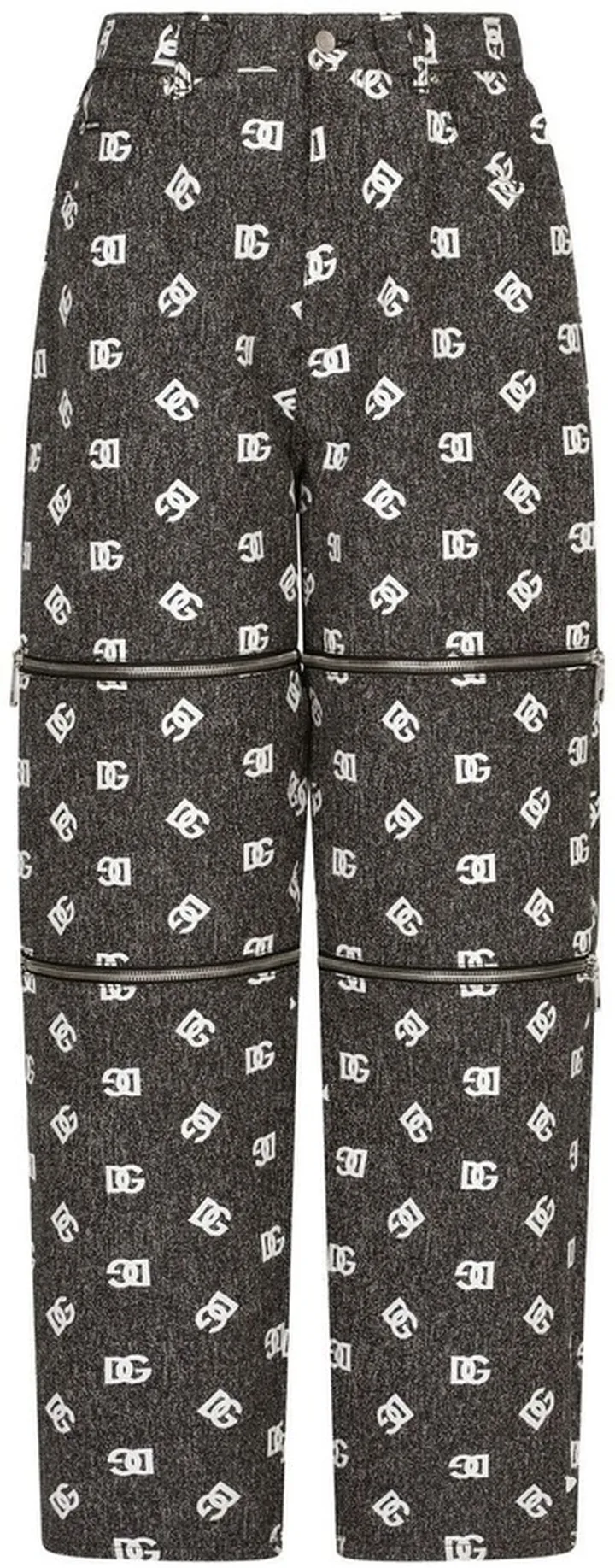 Zip-Detail Wide-Leg Logo Jeans