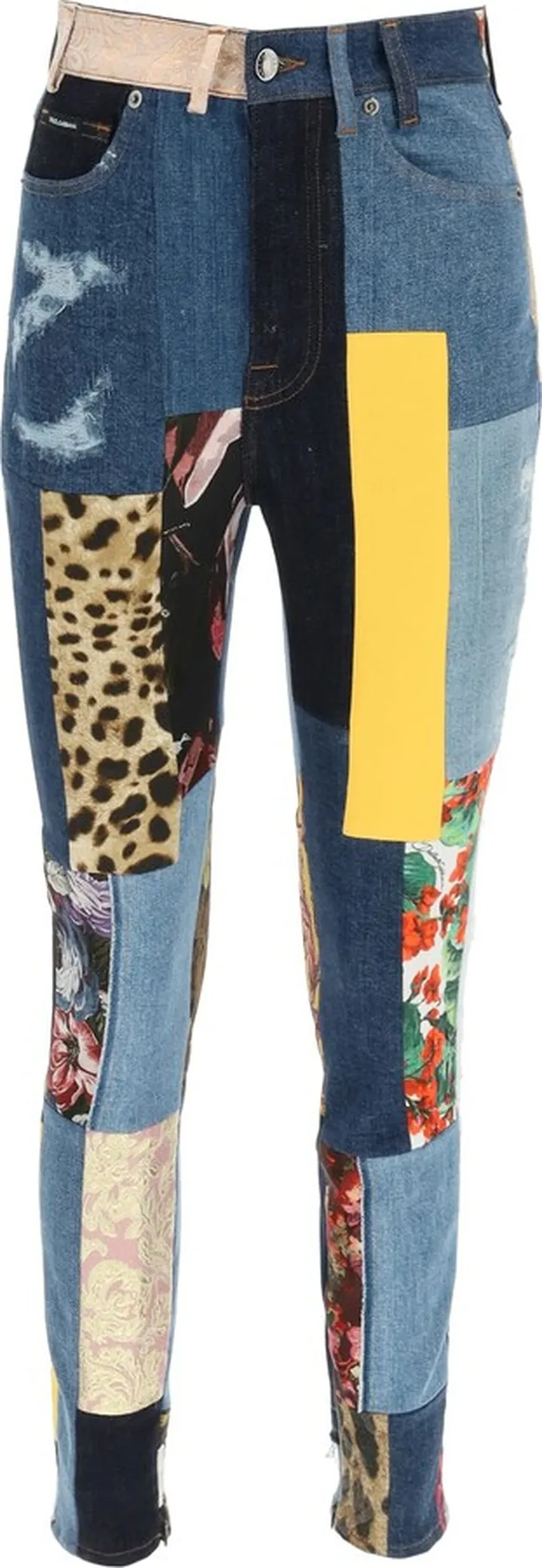 Patchwork Denim And Jacquard Jeans