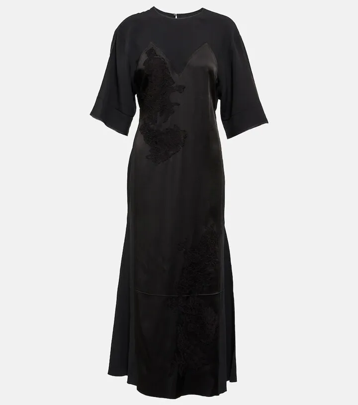 Lace-detailed midi dress