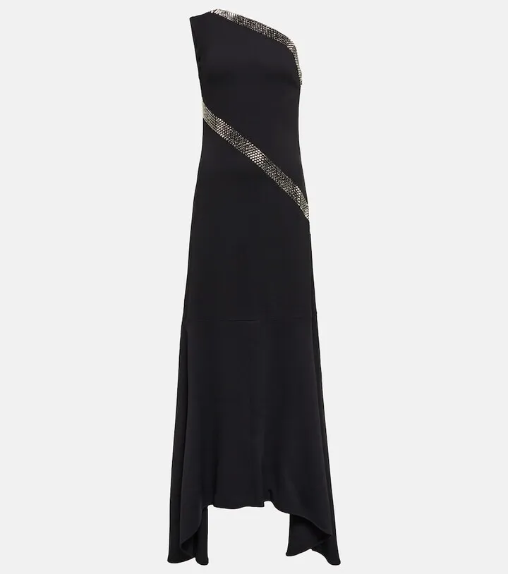 Embellished one-shoulder maxi dress