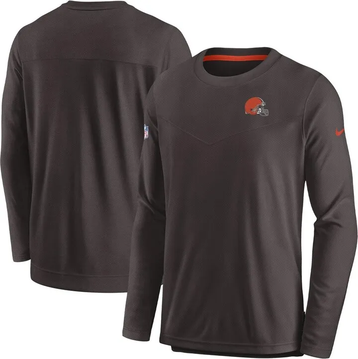Men's Nike Brown Cleveland Browns Sideline Lockup Performance Long Sleeve T-shirt